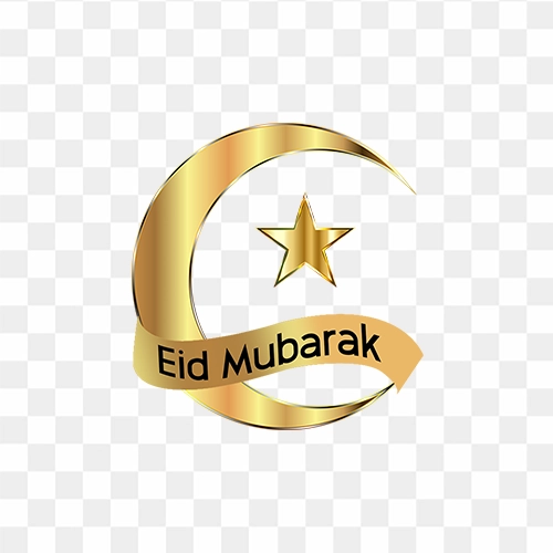 eid mubarak with moon and star free png
